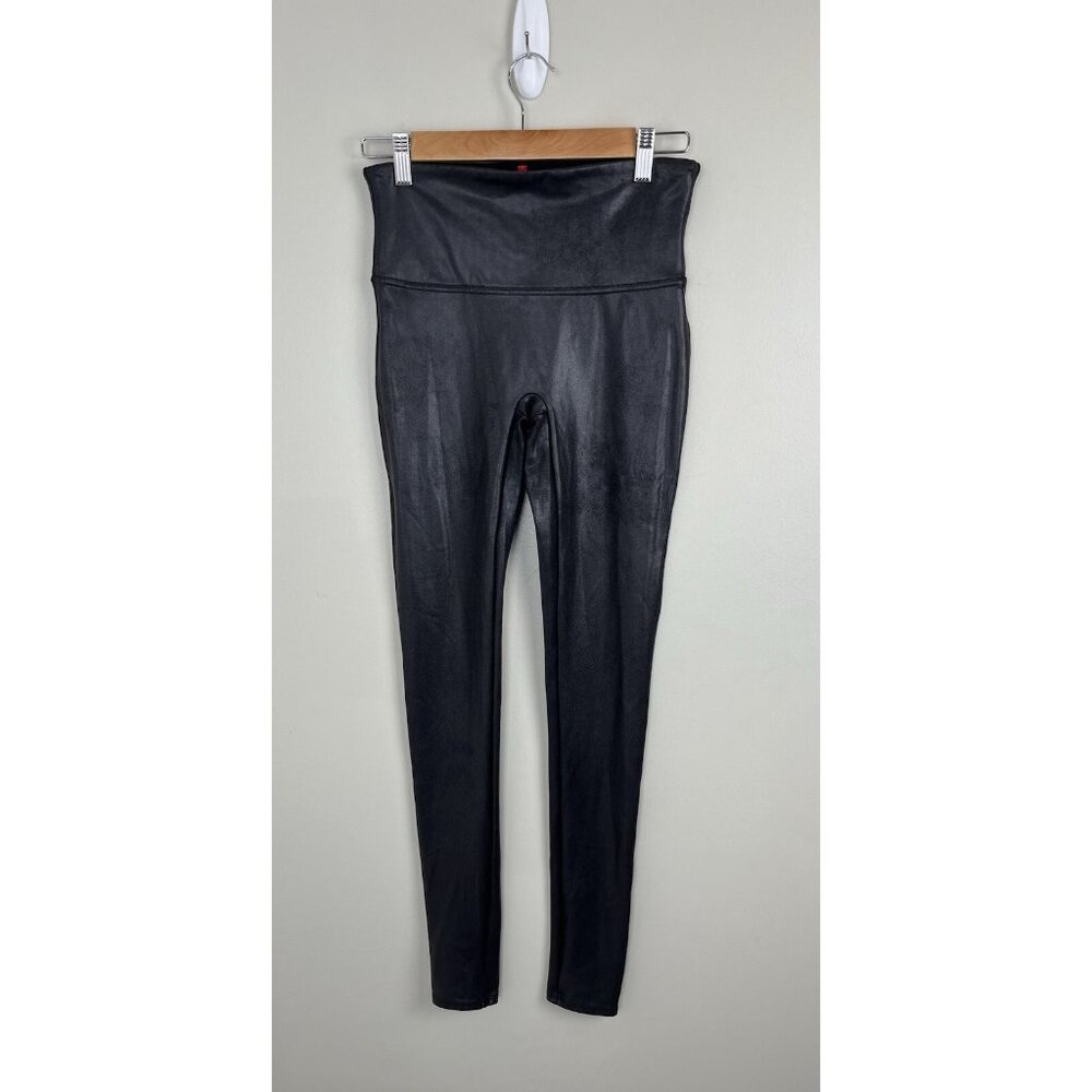 Spanx 2437‎ Women's Faux Leather Leggings Black Sz L  Streetwear Goth